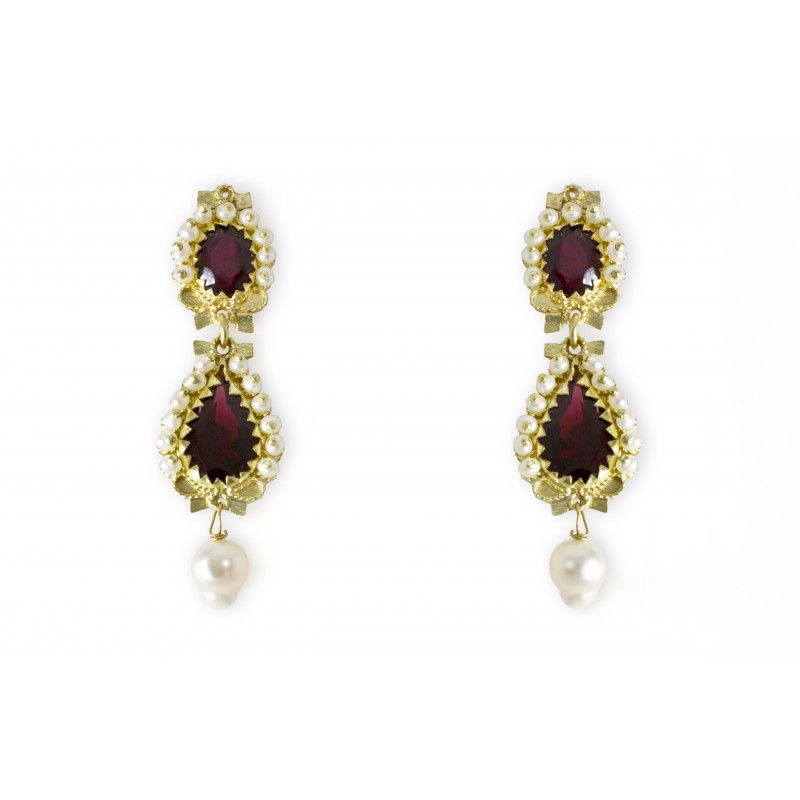 Orecchini in oro 18Kt "GOCCIE DI GRANATI"